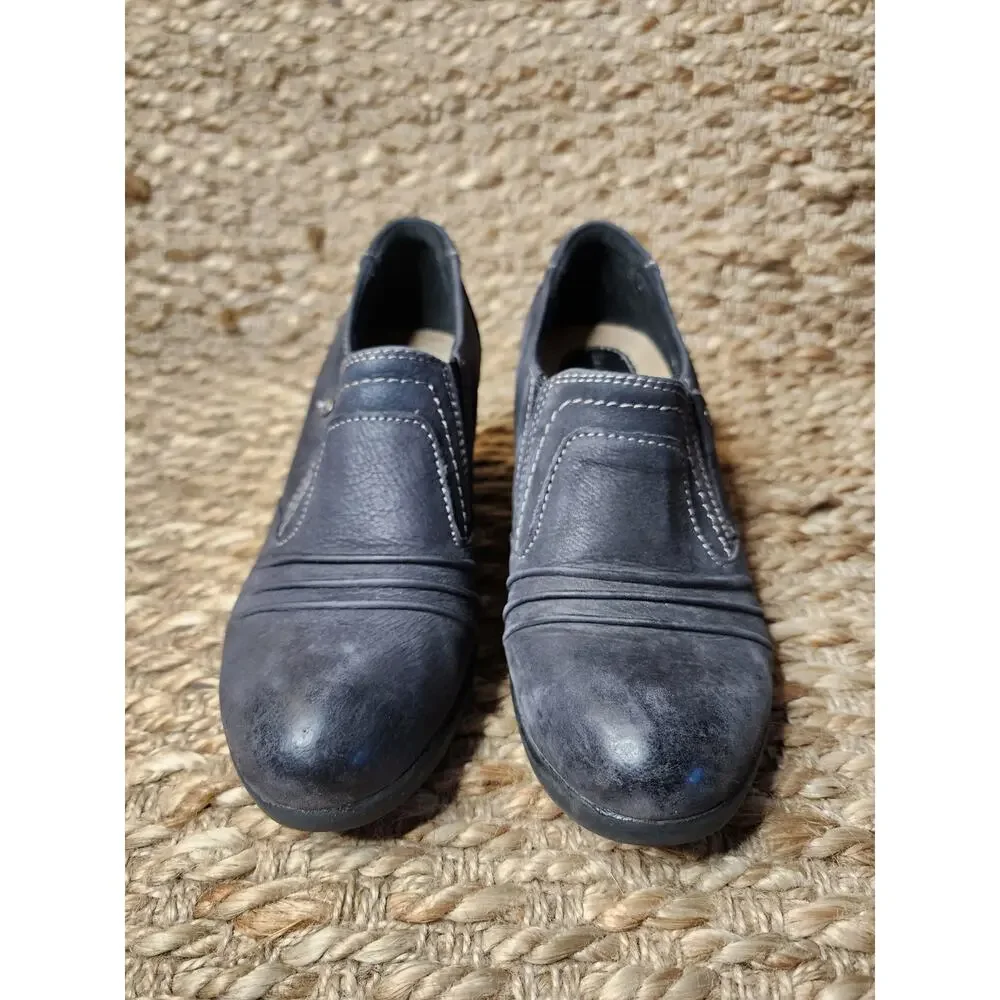 EARTH ORIGINS Women’s 6.5 M Kacie Black Leather Booties Shoes Clogs Slip-On